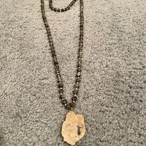 Grey Knotted Wrap Necklace